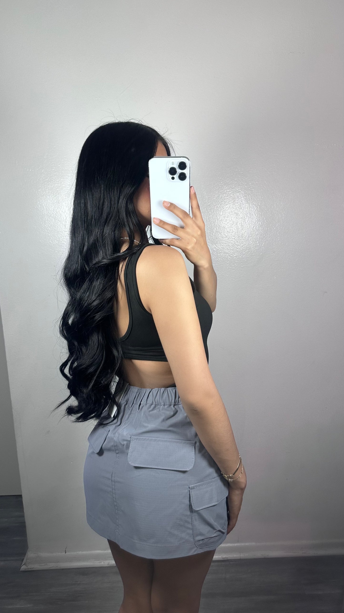 Grey cargo skirt