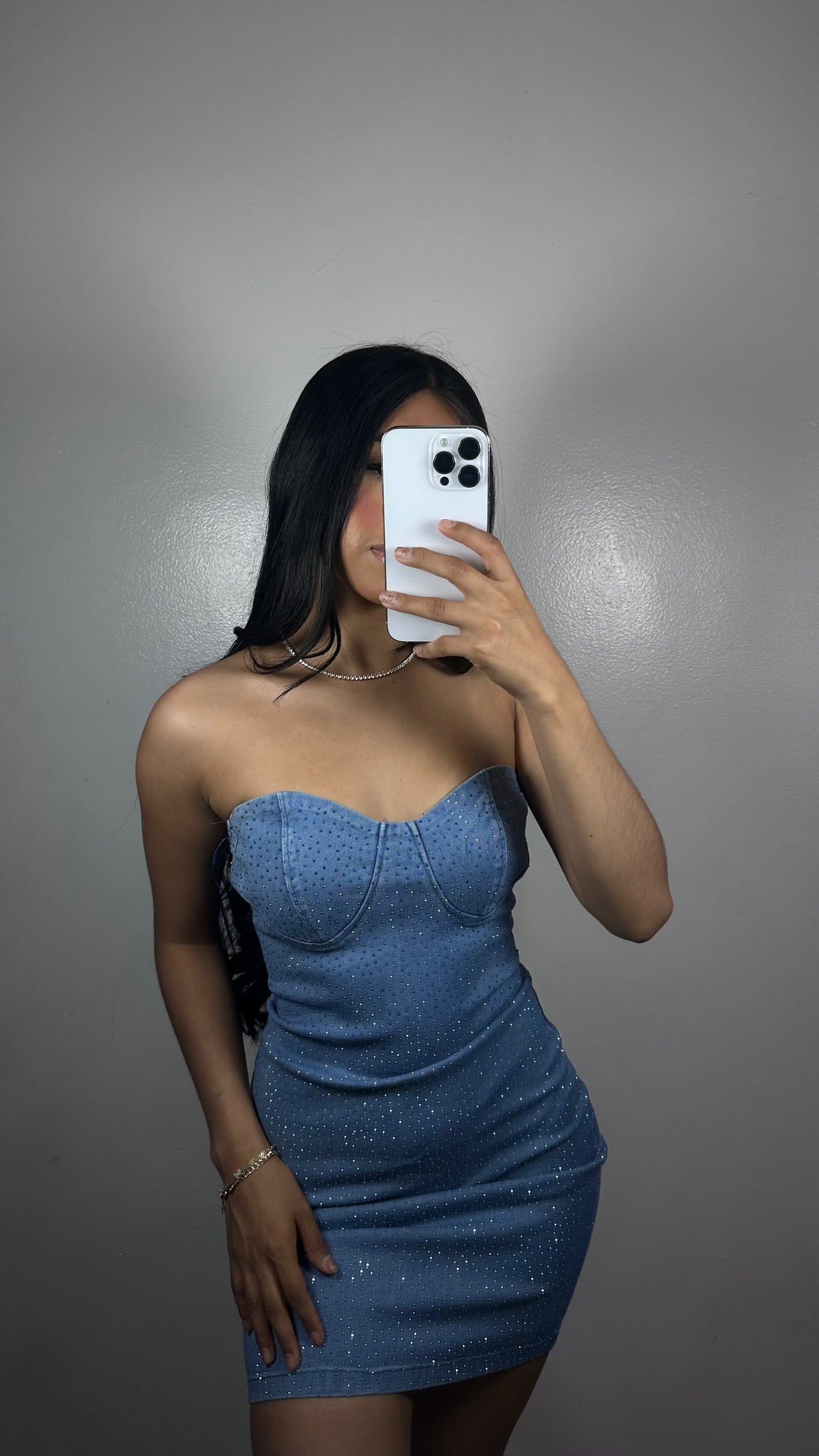 Rhinestone denim dress