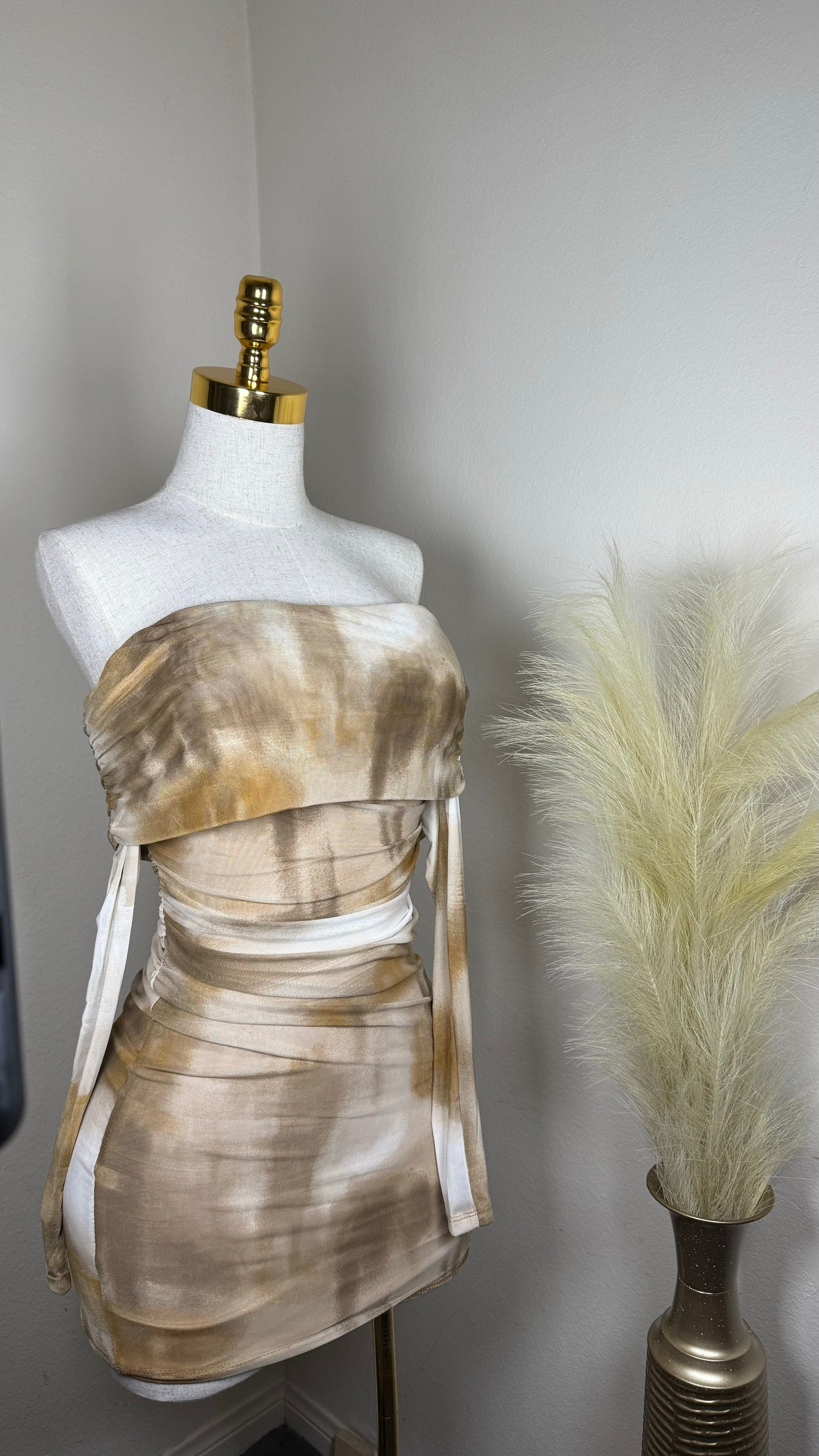 Marble off the shoulder dress