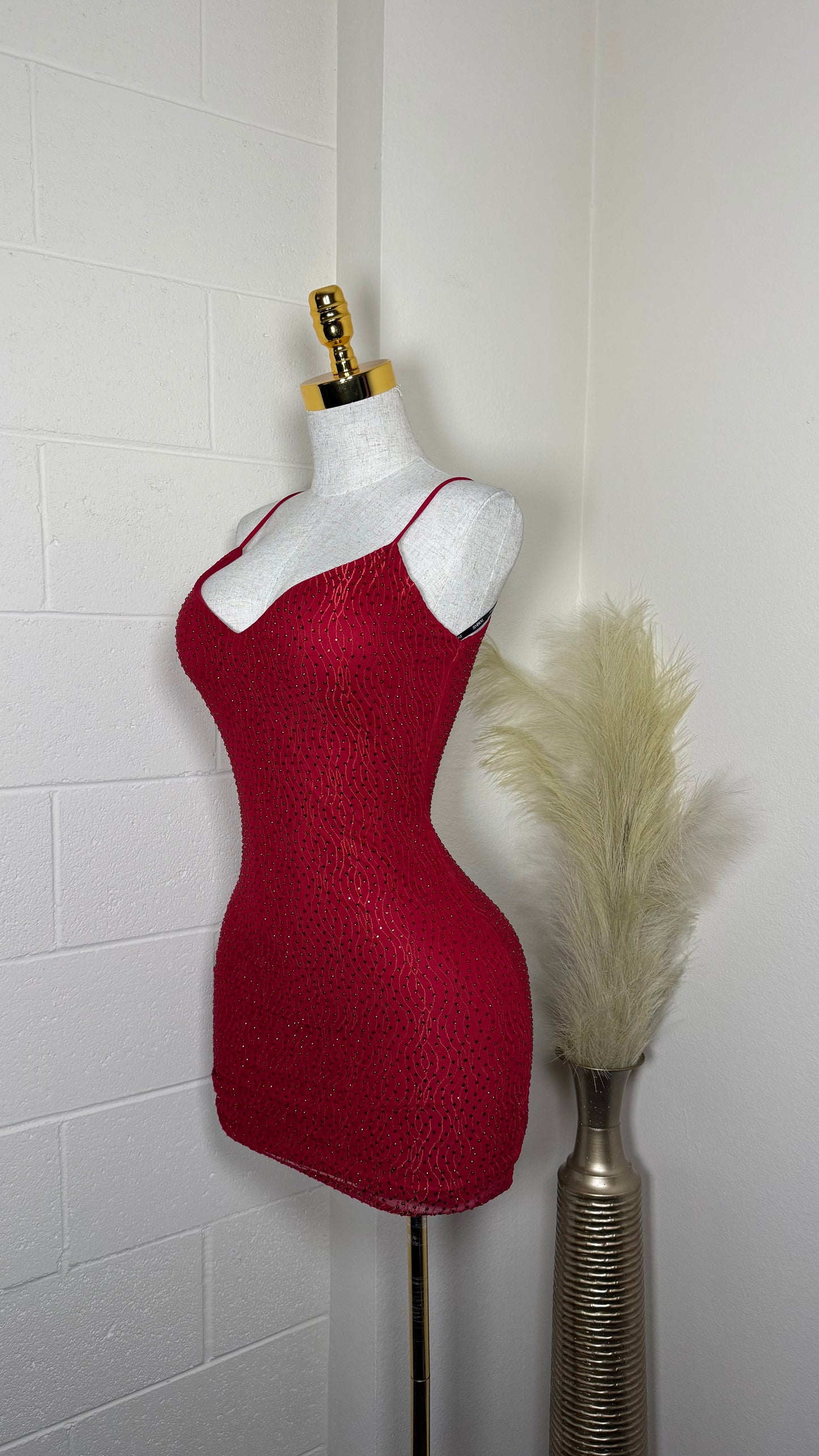 Red rhinestone dress