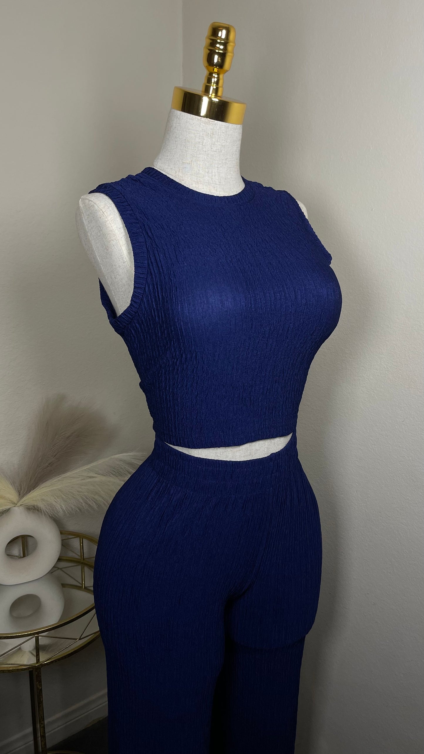 Navy blue halter top set