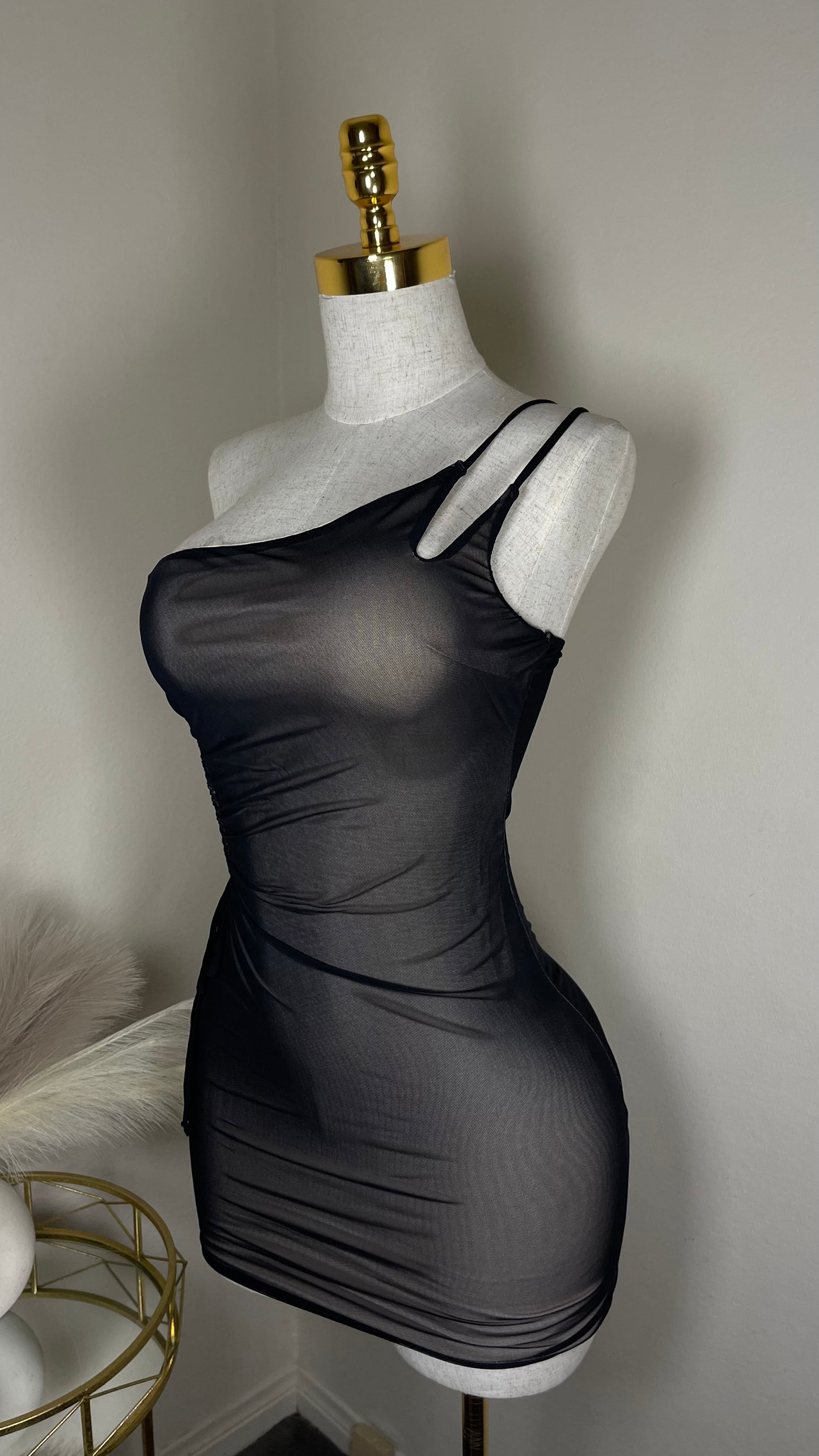 Short black mesh dress