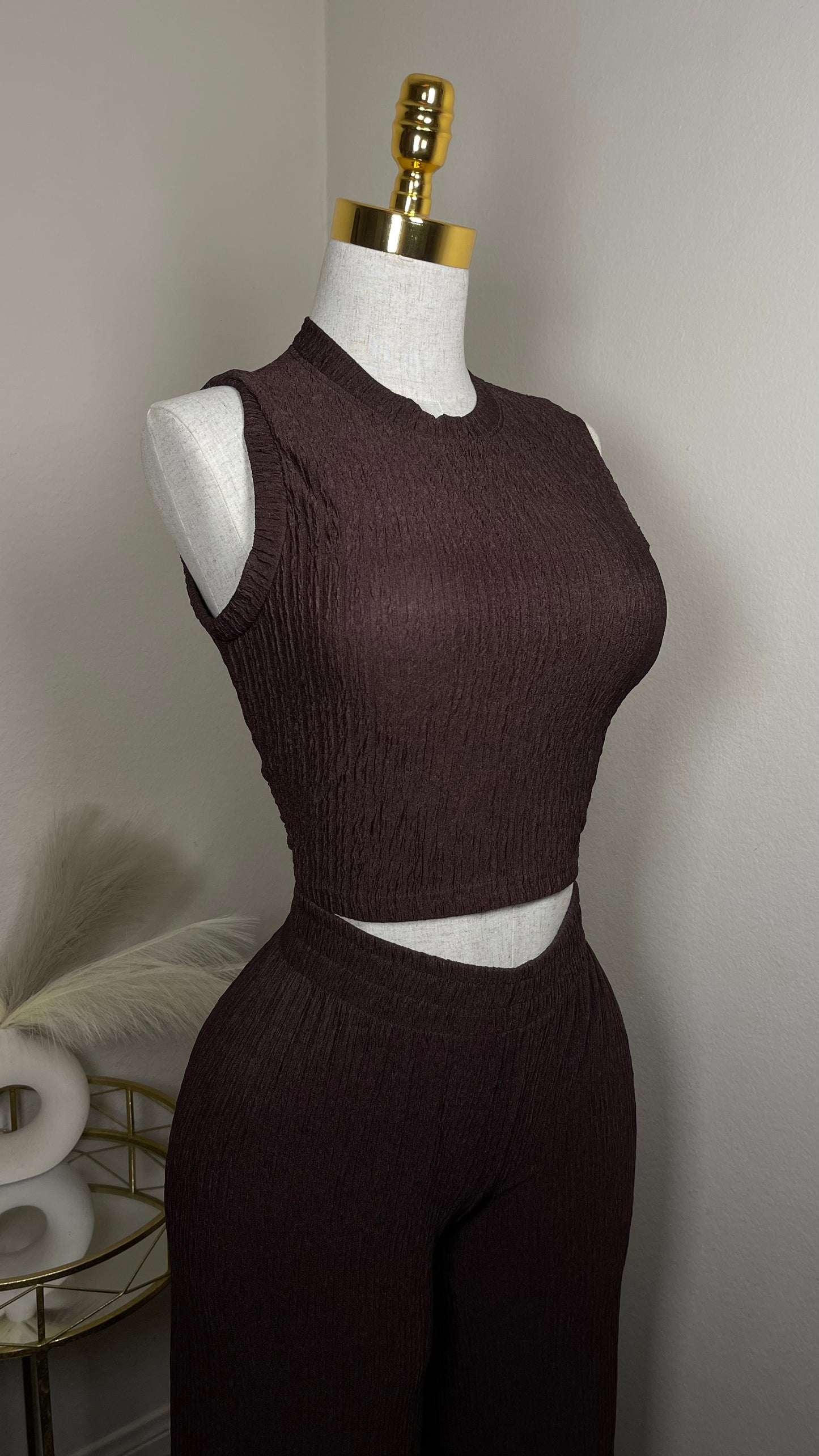 Brown halter top set