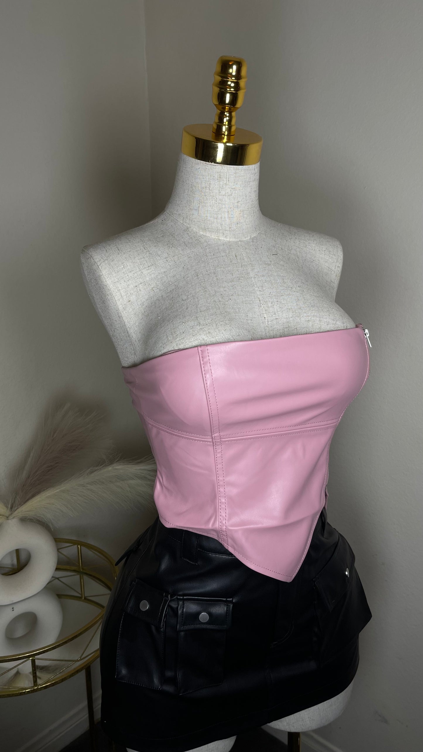 Pink leather top