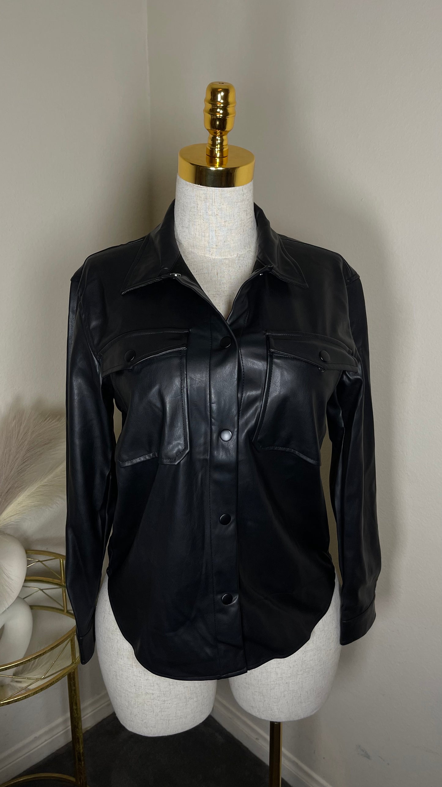 Leather button up jacket