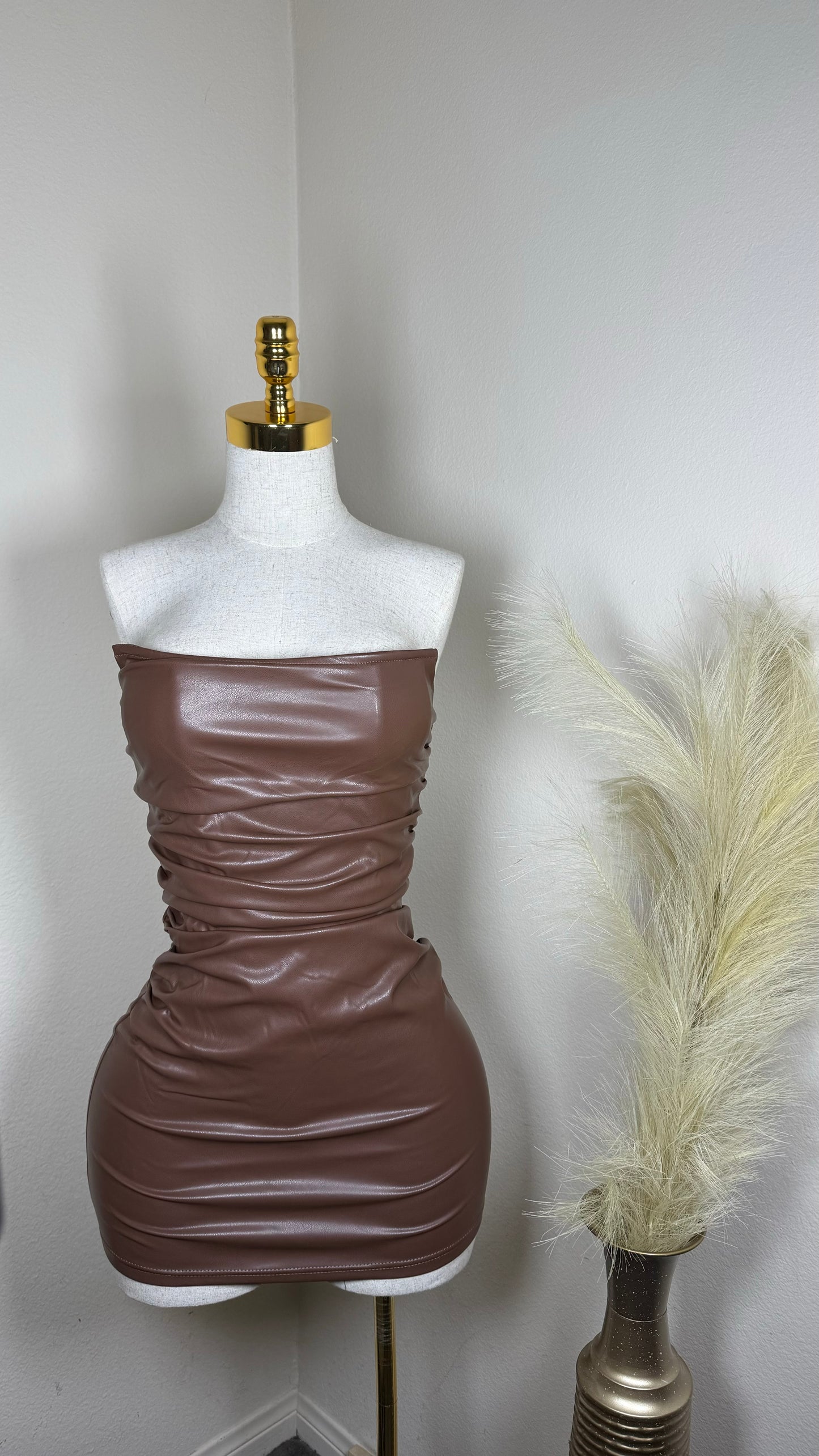 Brown leather dress