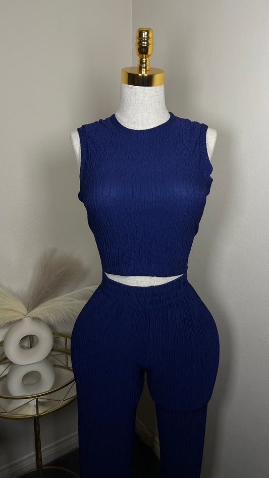 Navy blue halter top set