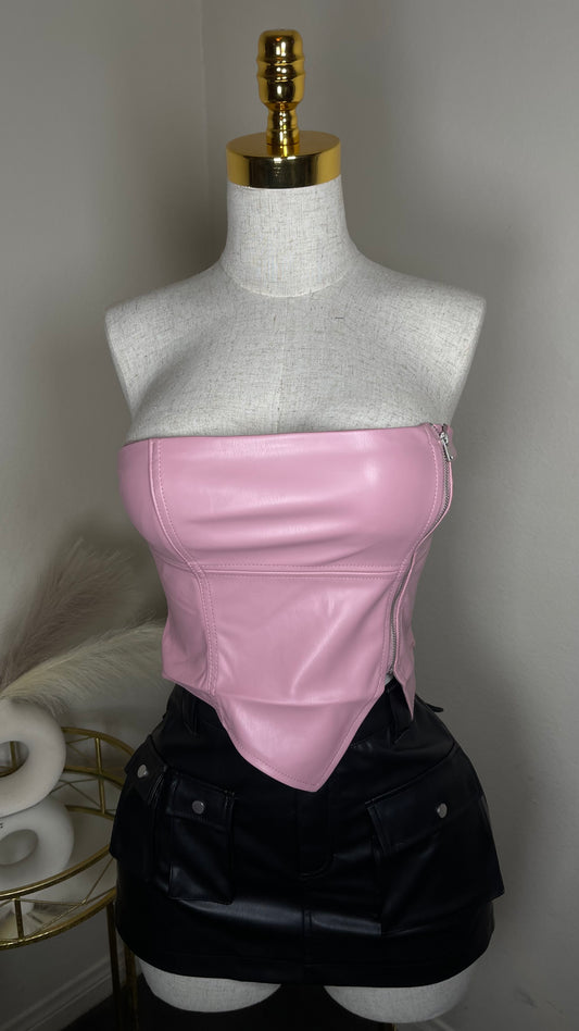 Pink leather top