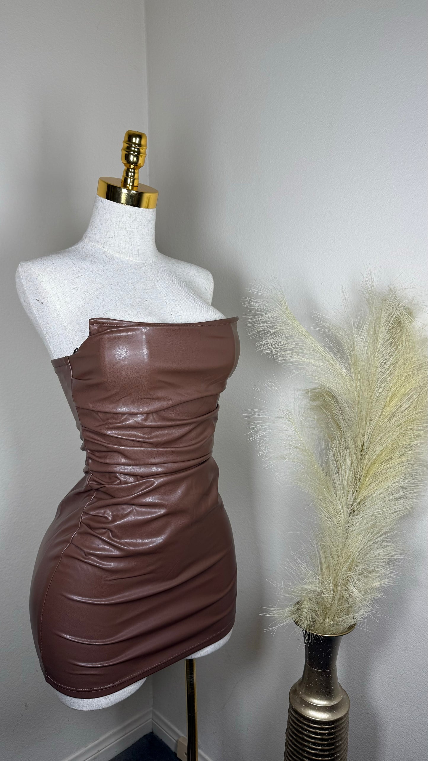 Brown leather dress