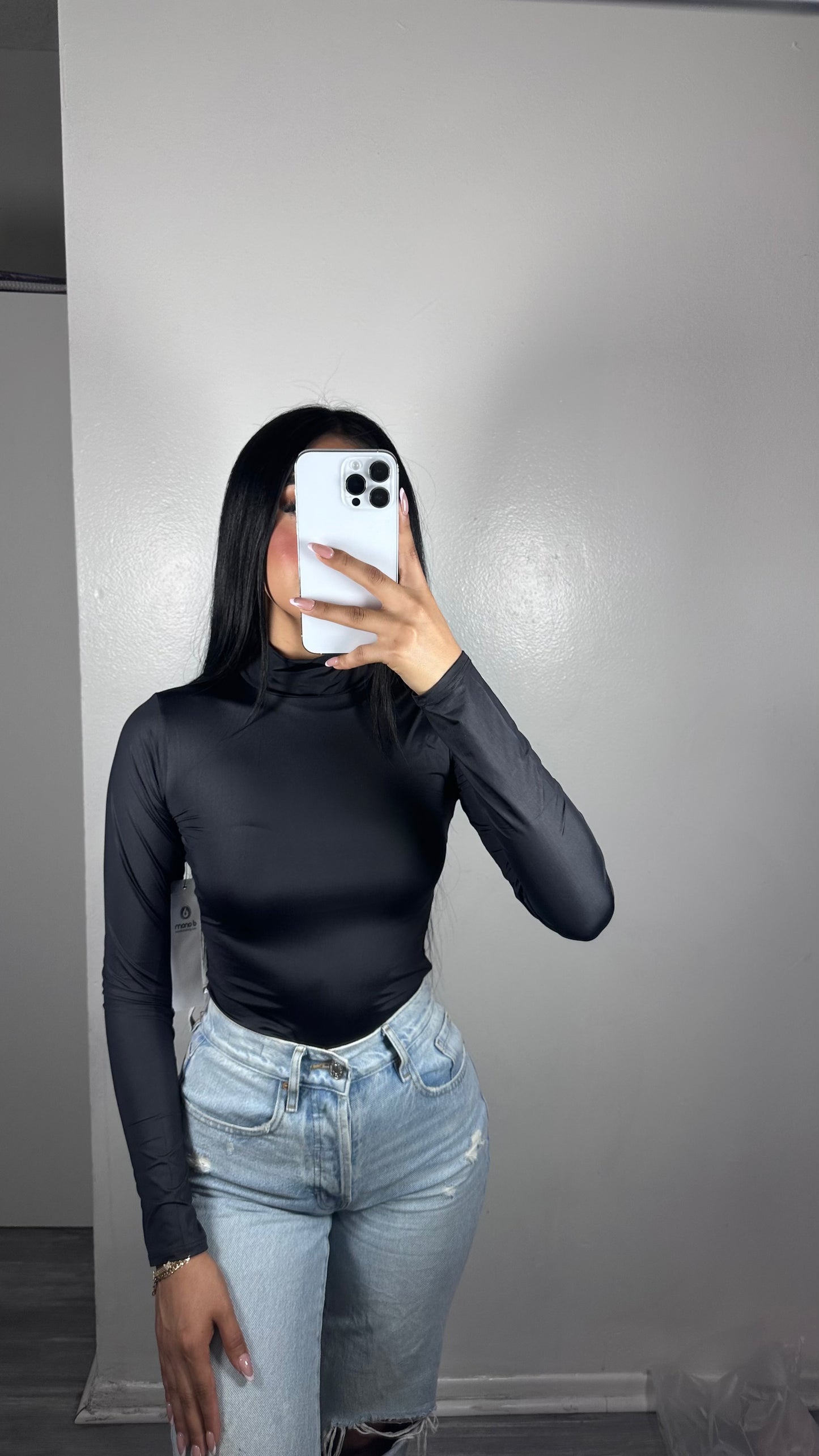 Black long sleeve body suit