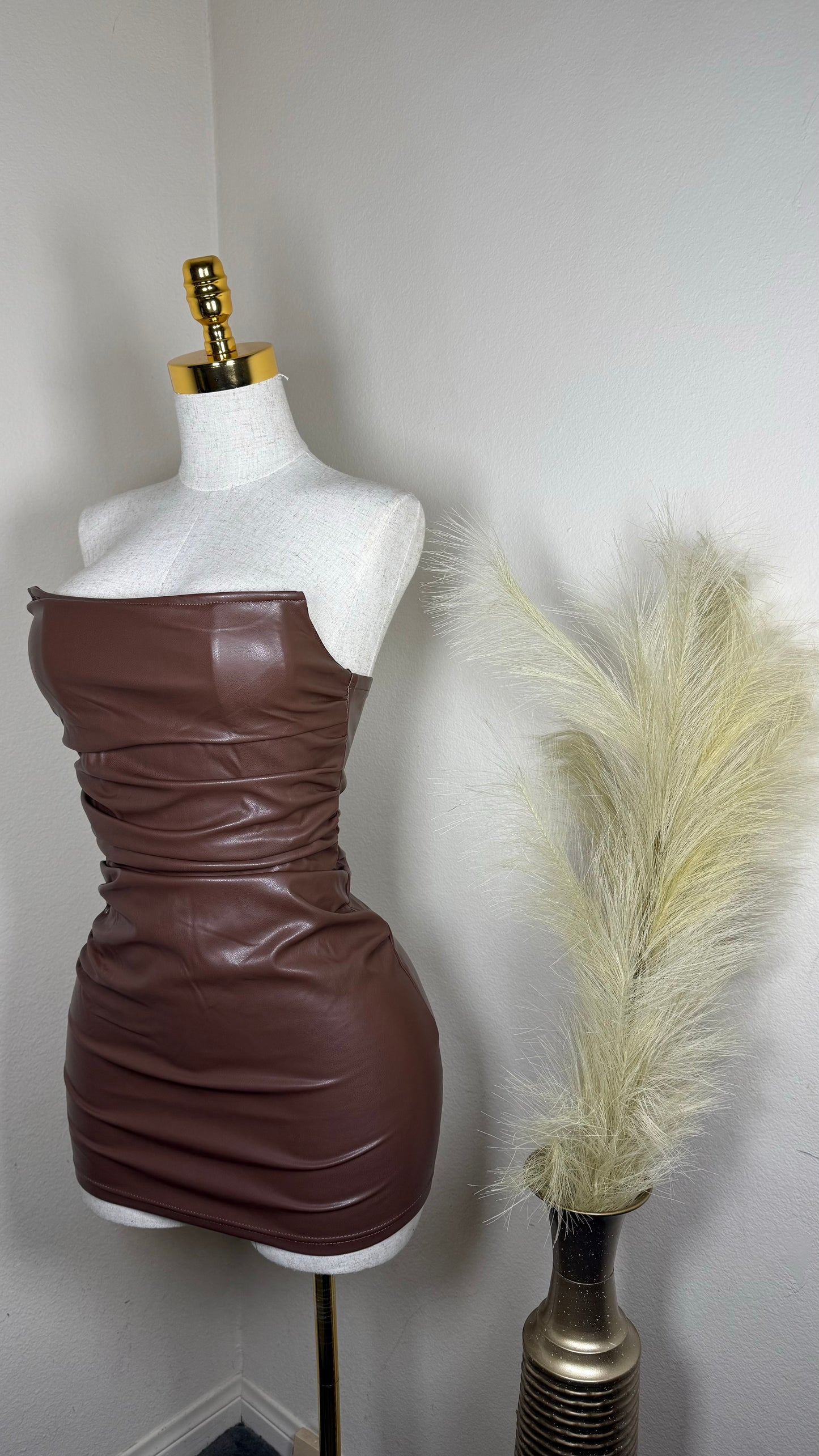 Brown leather dress