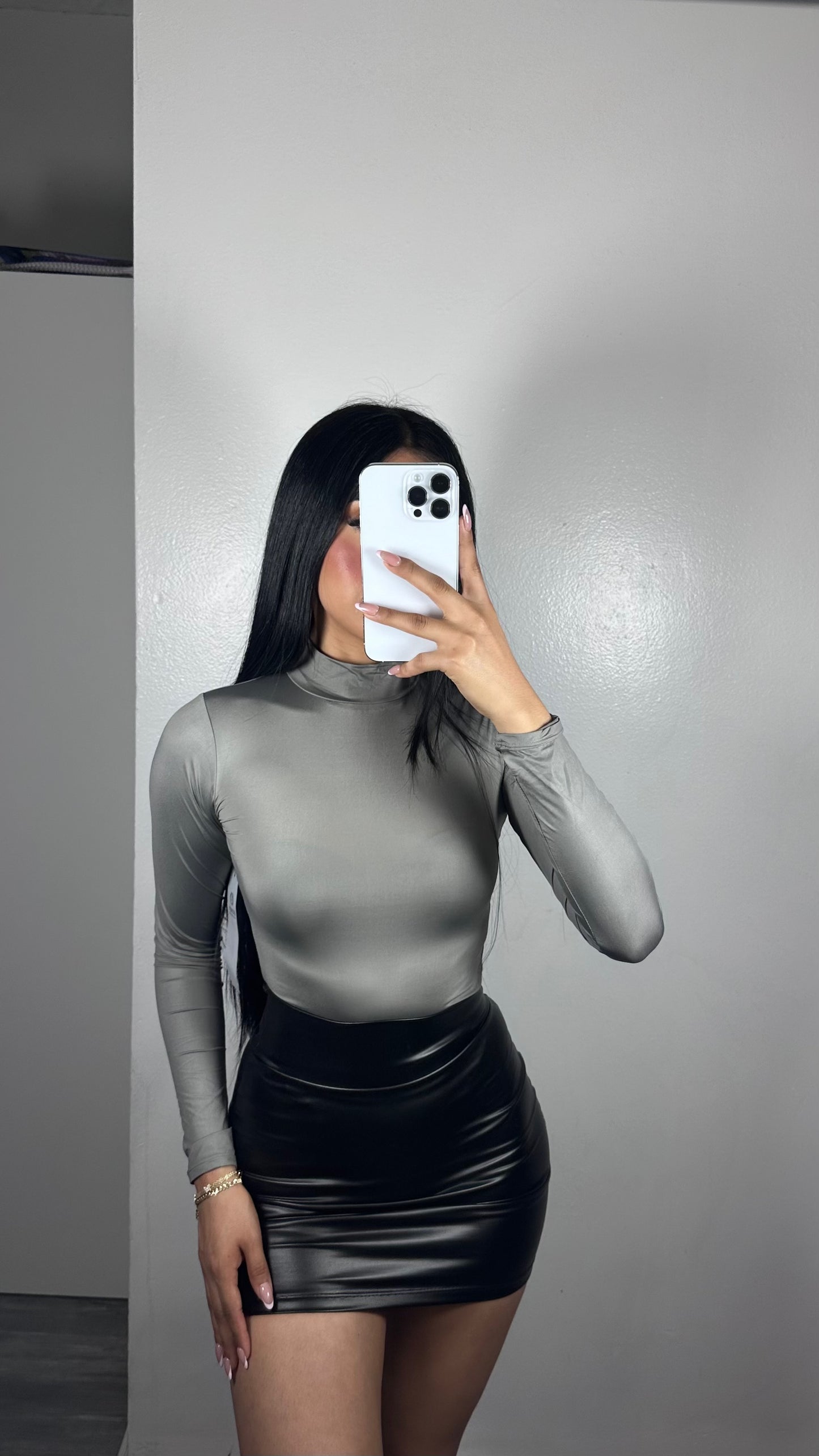 Grey long sleeve body suit