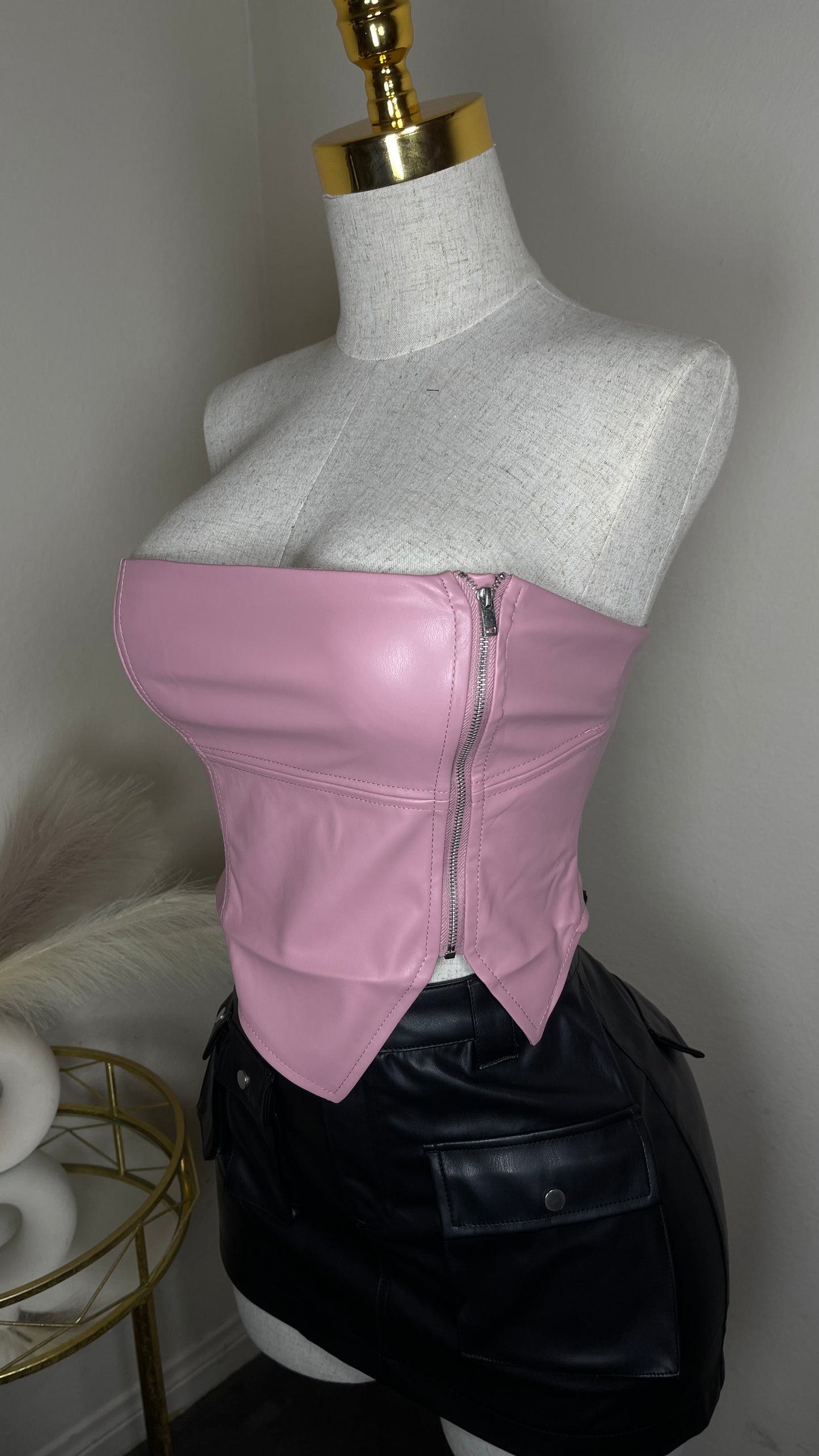 Pink leather top