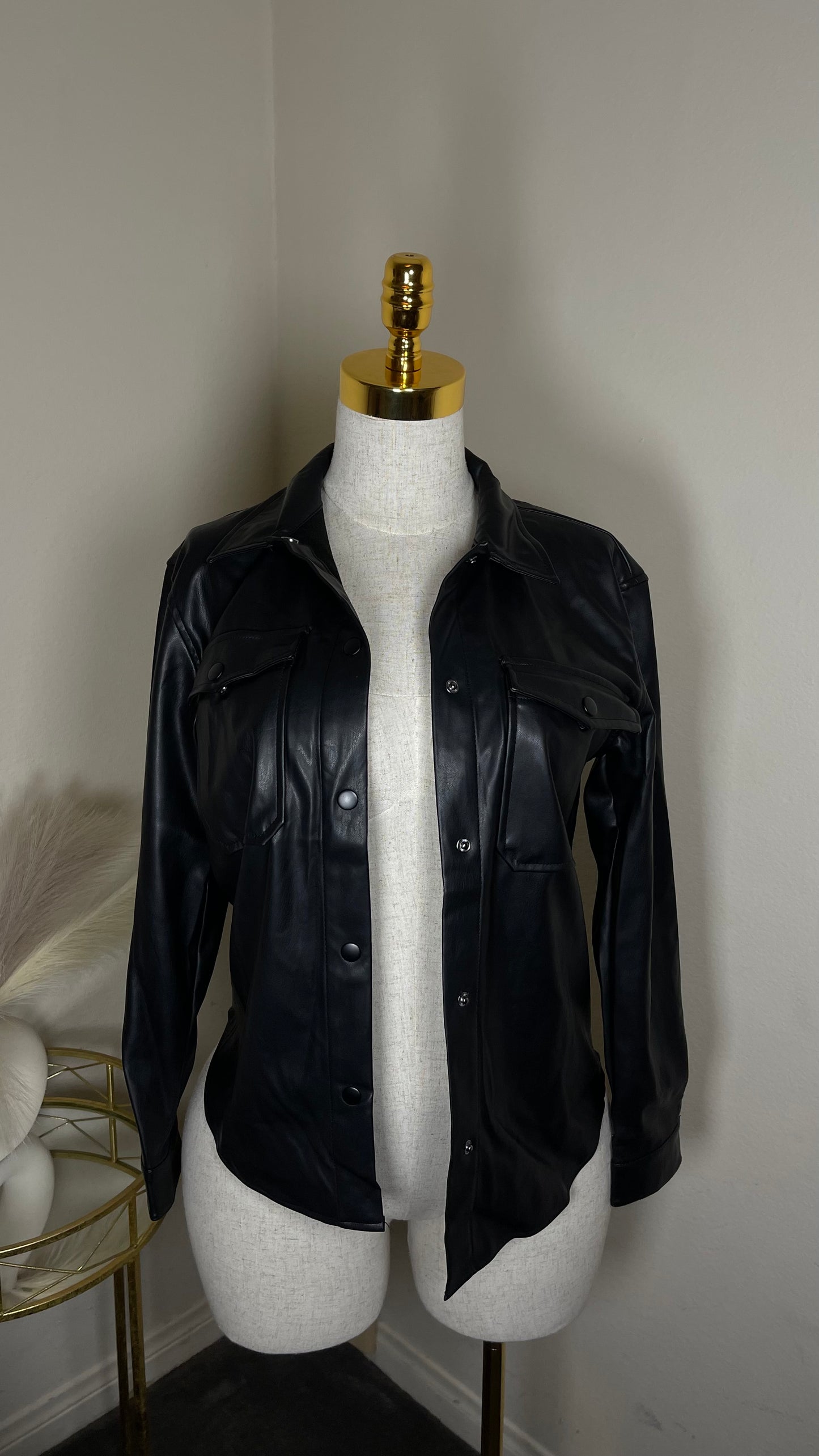 Leather button up jacket