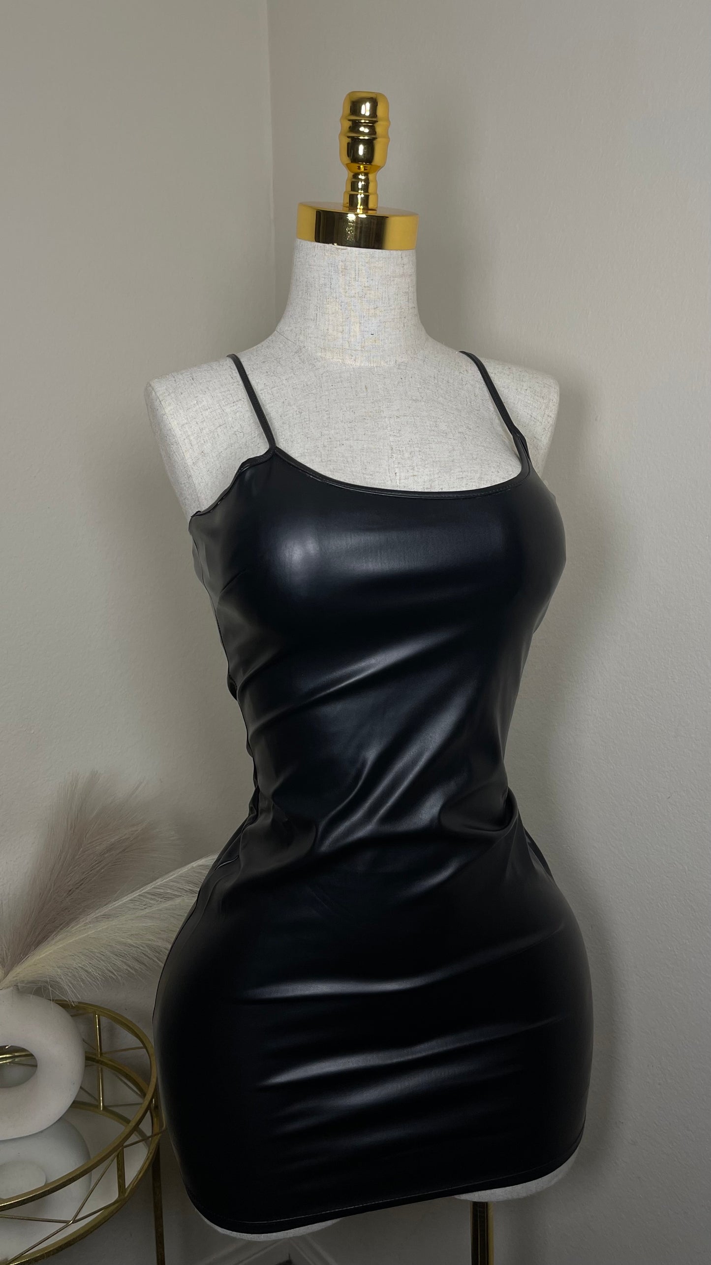 Leather black dress