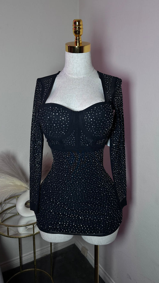 Black rhinestone dress